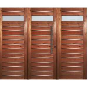 Portón De Abrir Estilo Moderno Con Recorte Superior Y Apliques