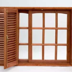 Ventana Corrediza Con Postigo Para Vidrio Repartido